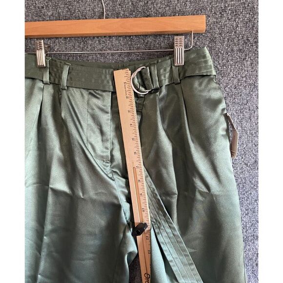 Anthropologie Maeve 2 Pants Parachute Satin Jogger Belted Green NWT - Picture 5 of 10